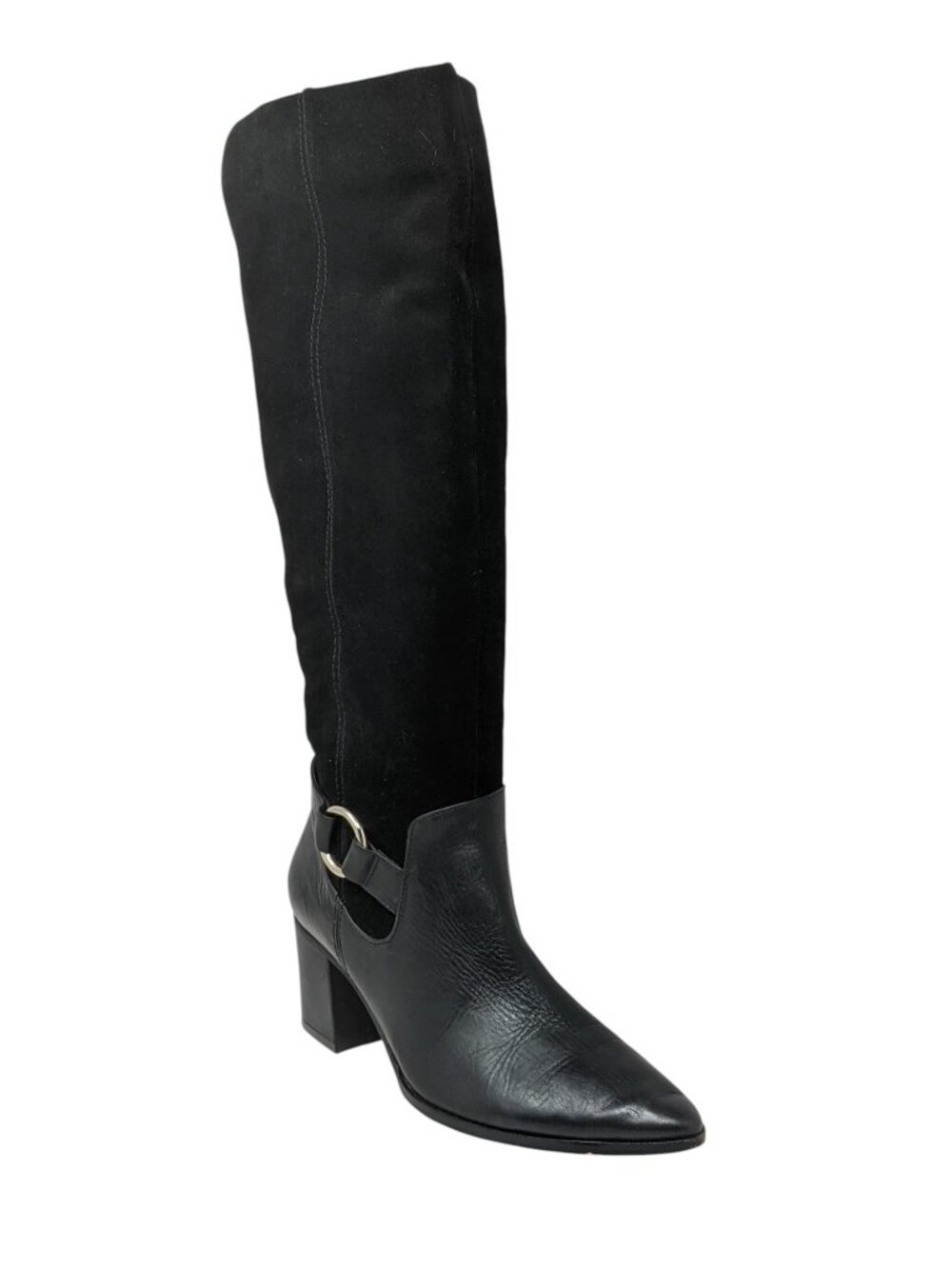Sole Society Daleena Black Leather Suede Knee High Boots Women's 6.5